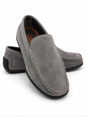 Frau Gray Suede Quiet Luxury Old Money Italian Made Driving Loafers Sz 43 (10)